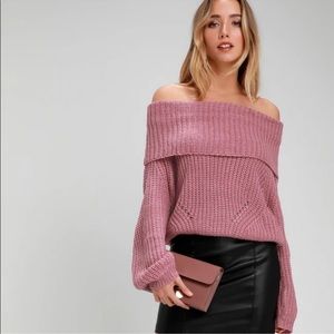 Mauve Off Shoulder Sweater - Lulu’s - Small